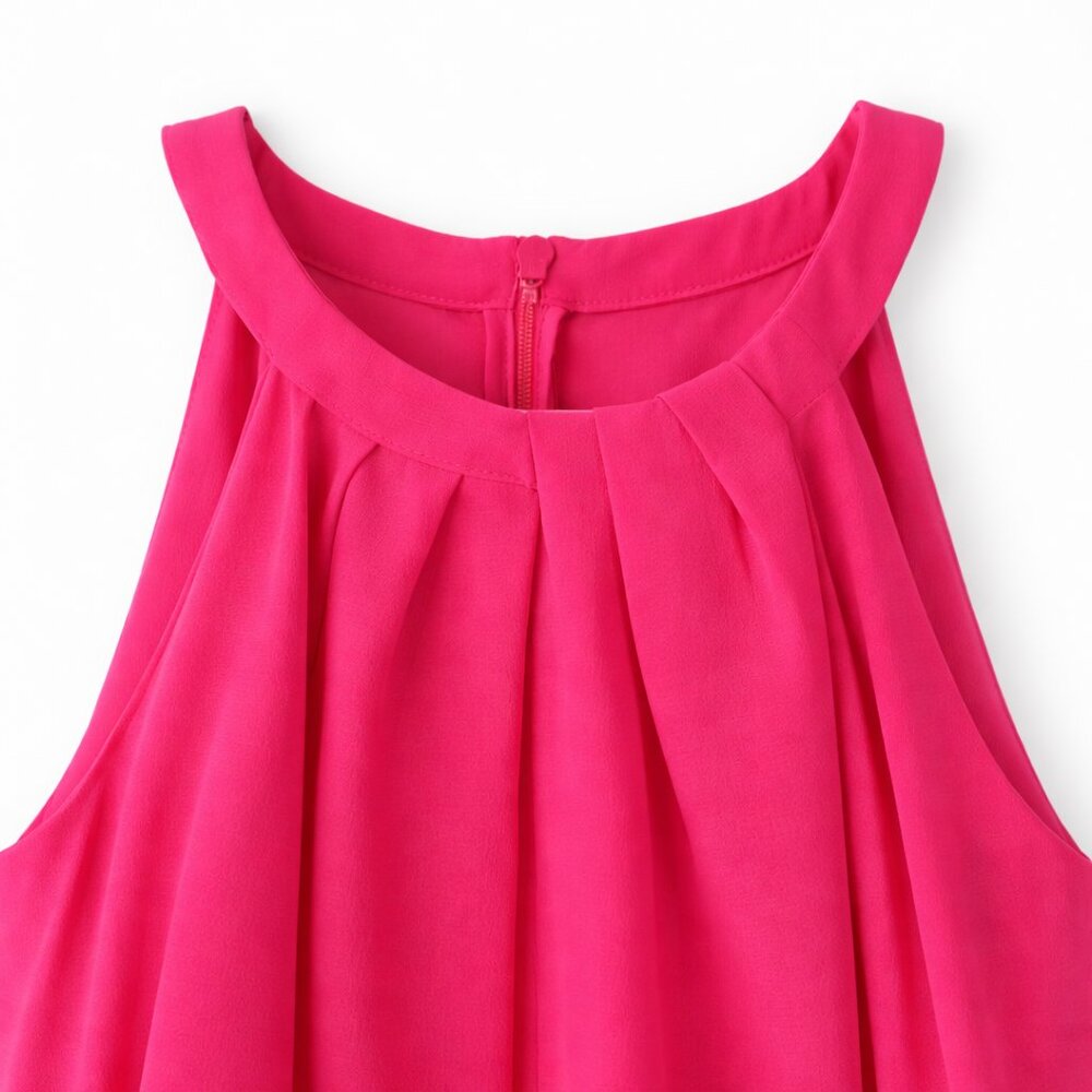 Dynamic Vince Camuto Elegant Modern Pink Halter Neck Wide Leg Jumpsuit NWT - Picture 7 of 13